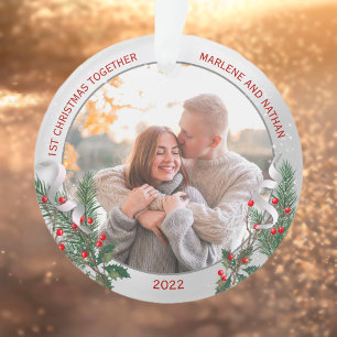 Cadre argent classique photo 1er Noël ensemble
