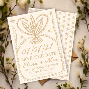 Cadre Bohème Fantaisiste Élégant SAVE THE DATE SUR