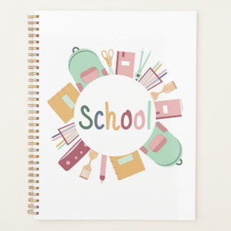 Cadre coloré d'objets scolaires