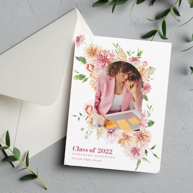 Cadre d'arc floral moderne Diplômé Invitation phot (Créateur téléchargé)