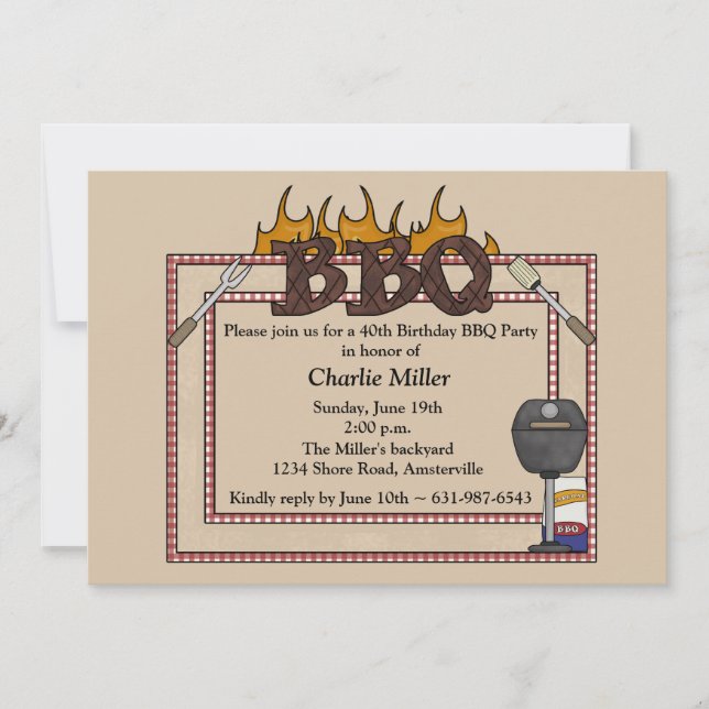 Cadre de barbecue - Invitation à la fête d'anniver (Devant)