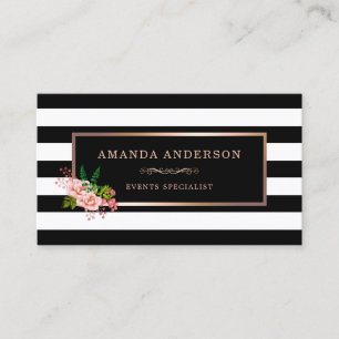 Cadre de bronze rose floral sur les Cartes de visi