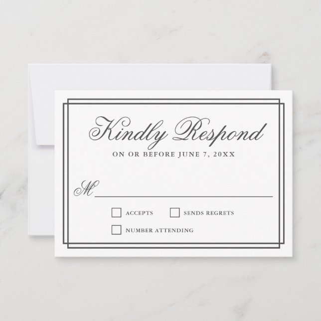 Cadre de mariage élégant et simple RSVP (Devant)