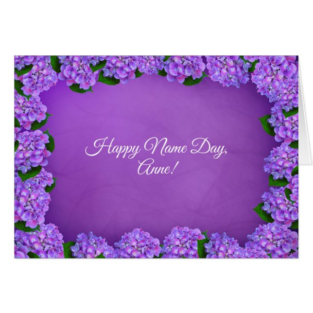 Cadre d'hydrangée violette pour le Jour du Nom (Devant horizontal)