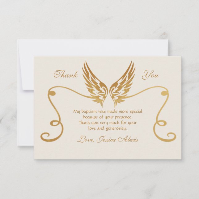 Cadre d'or avec Carte de remerciements d'ailes (Devant)