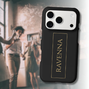 Cadre doré Nom personnalisé Luxe noir profond