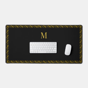 Cadre élégant en or et monogramme sur fond noir