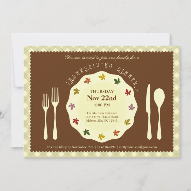 Cadre élégant Invitation de Thanksgiving (Devant)
