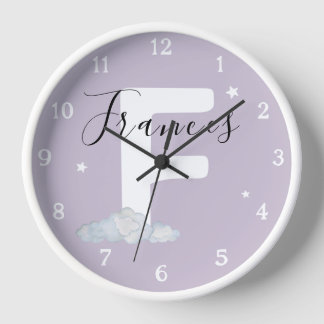 Cadre en bois blanc rond Horloge murale lavande po