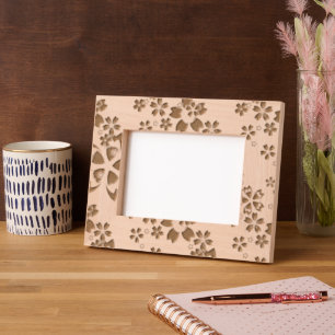 Cadre En Bois Étonné Floral Flottante