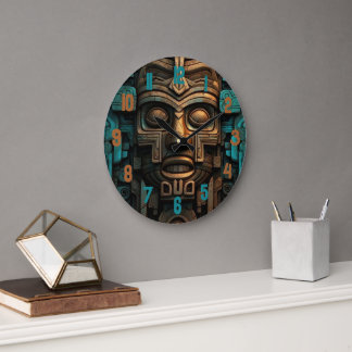 Cadre en bois noir rond Horloge