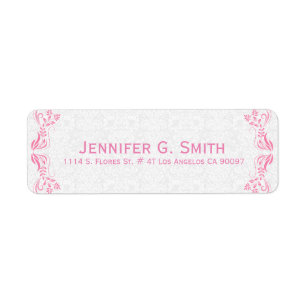 Cadre en dentelle rose Floral Blanc Damas Arrière