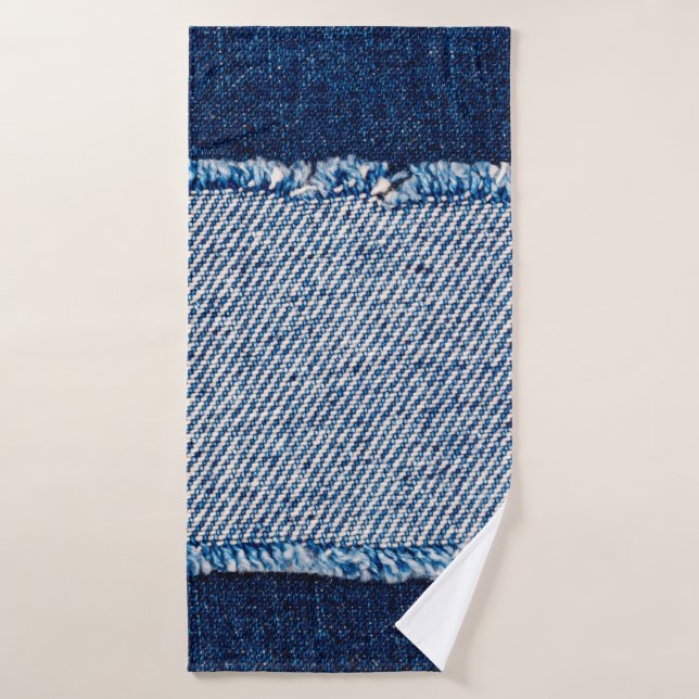 Cadre en tissu jean bleu Denim. Dénim bleu fleur (Serviette de bain)