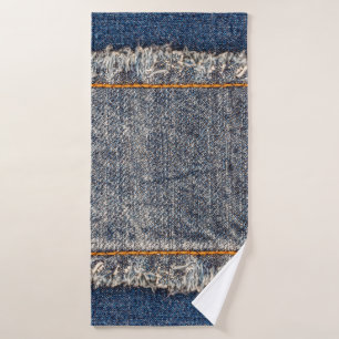 Cadre en tissu jean bleu Denim. Dénim bleu fleur