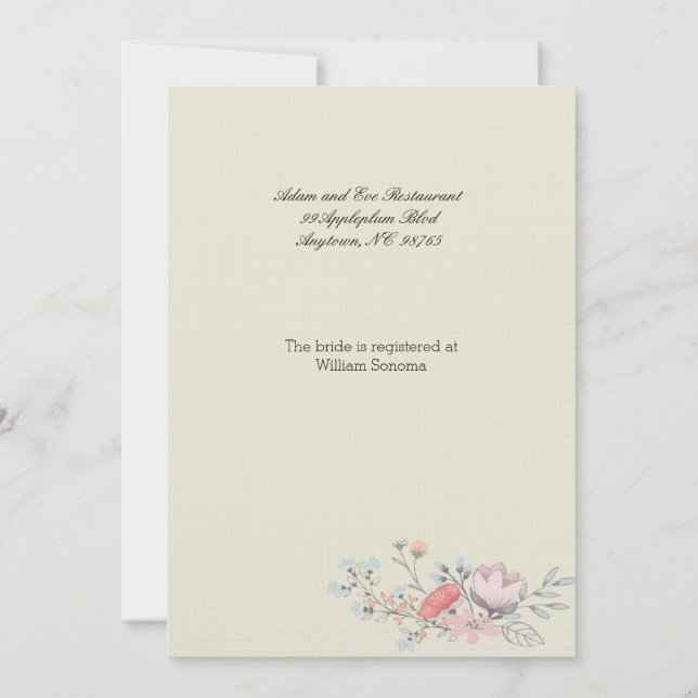 Cadre fantaisie Invitation de douche nuptiale 5x7 (Dos)