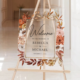 Cadre Fleurs en Terracotta pour Mariage de Bienven