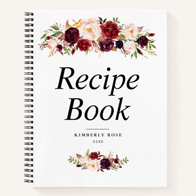 cadre floral bordeaux et roux Recette Livre (Devant)