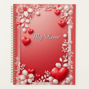Cadre floral de coeurs d'amour de la Saint-Valenti