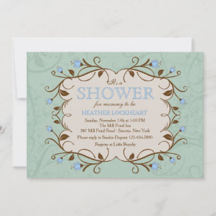 Cadre floral en Invitation bleue