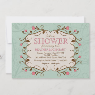 Cadre Floral en Invitation Rose
