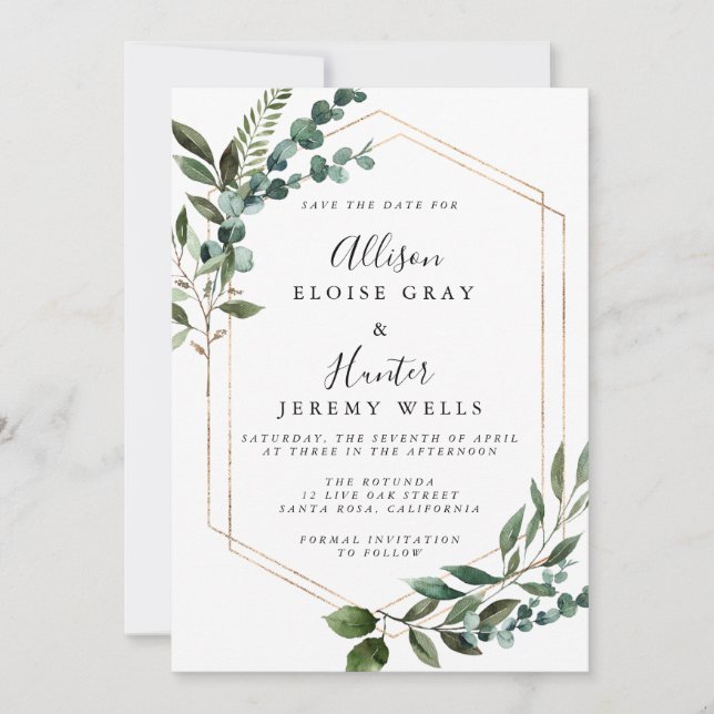 Cadre floral Enregistrer la date Invitation (Devant)