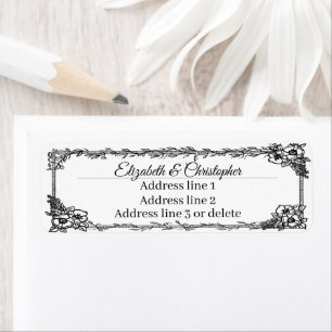 Cadre floral fantaisie Nom personnalisé Adresse de