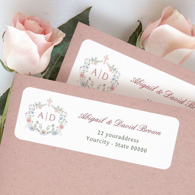 Cadre floral Mariage religieux Adresse de retour (Créateur téléchargé)