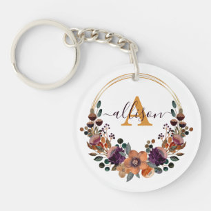 Cadre floral personnalisé bordeaux et or