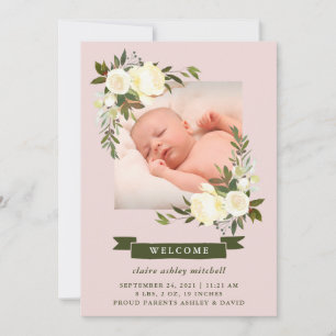 Cadre Floral   Photo Faire-part de naissance bébé