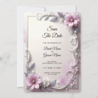 Cadre Floral Rose Invitation Anticipée