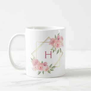 Cadre floral rose personnalisé Mug à deux tons