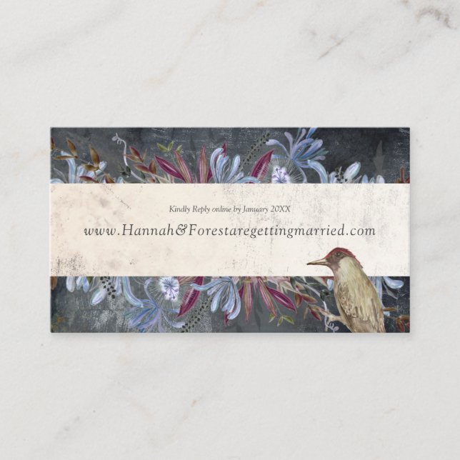 Cadre floral rustique foncé avec carte de visite d (Devant)