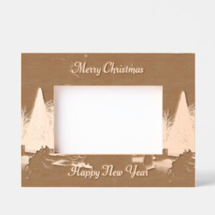 Cadre gravé des arbres de Noël