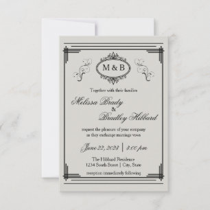Cadre gris - 3x5 Faire-part de mariage