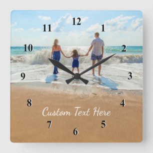 Cadre Horloge Murale avec Photo Personnalisée Text