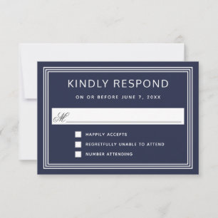 Cadre moderne simple Elégant Marine RSVP