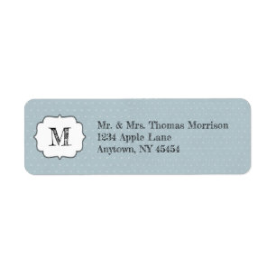 Cadre Monogram sur bleu pâle et point Polka