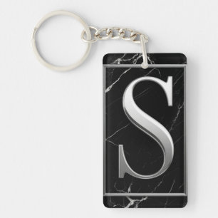 ⚜️ Cadre monogramme S argent sur marbre noir 🔑