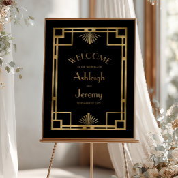Cadre Noir de Mariage Or Déco Vintage Années 20