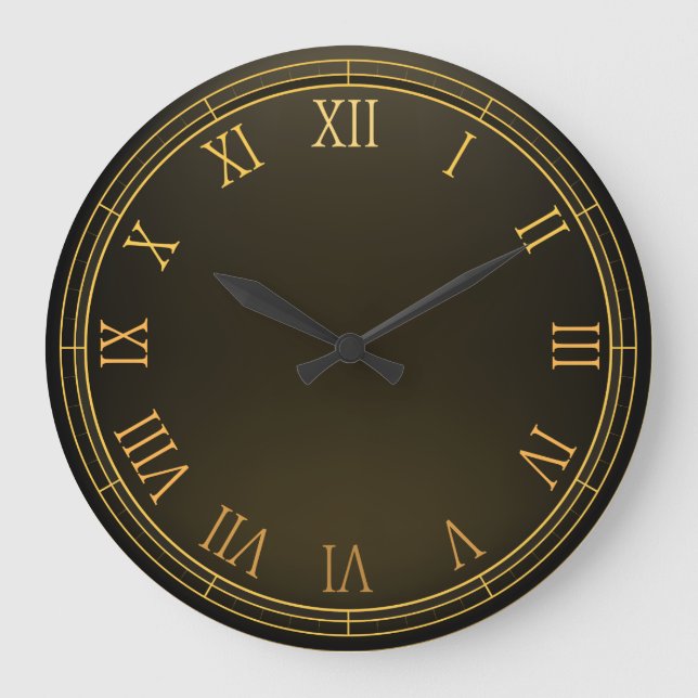 Cadre Or élégant et chiffres romains | Horloge mur (Recto)