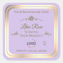 Cadre Or Étiquette de produit Lilac subtil avec lo