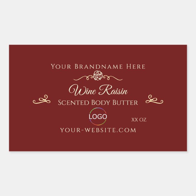 Cadre Or Étiquette de produit rouge profond avec l (Devant)