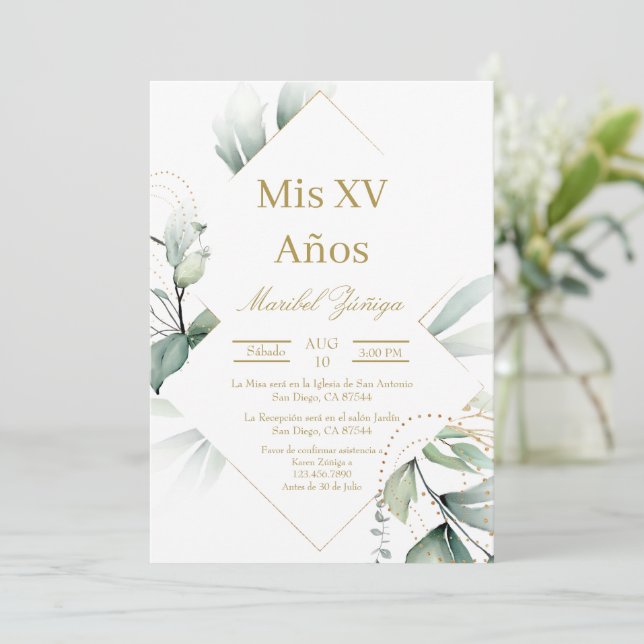 Cadre or Quinceanera invitation (Debout devant)