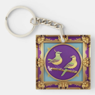 🕊️ Cadre Orné Doré Avec Deux Oiseaux Pour Cadeau
