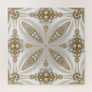 Cadre Orné Doré avec Perles Puzzle