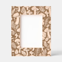 Cadre paysage en bois Motif champignon