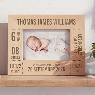 Cadre photo bébé nouveau-né avec statistiques de n