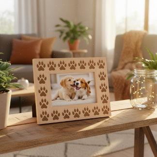 Cadre photo Empreinte de patte de chien en bois 6"