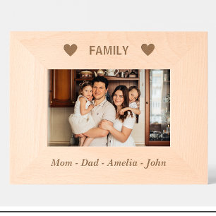 Cadre photo en bois personnalisé au nom de famille