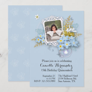 Cadre photo floral Quinceañera Invitation